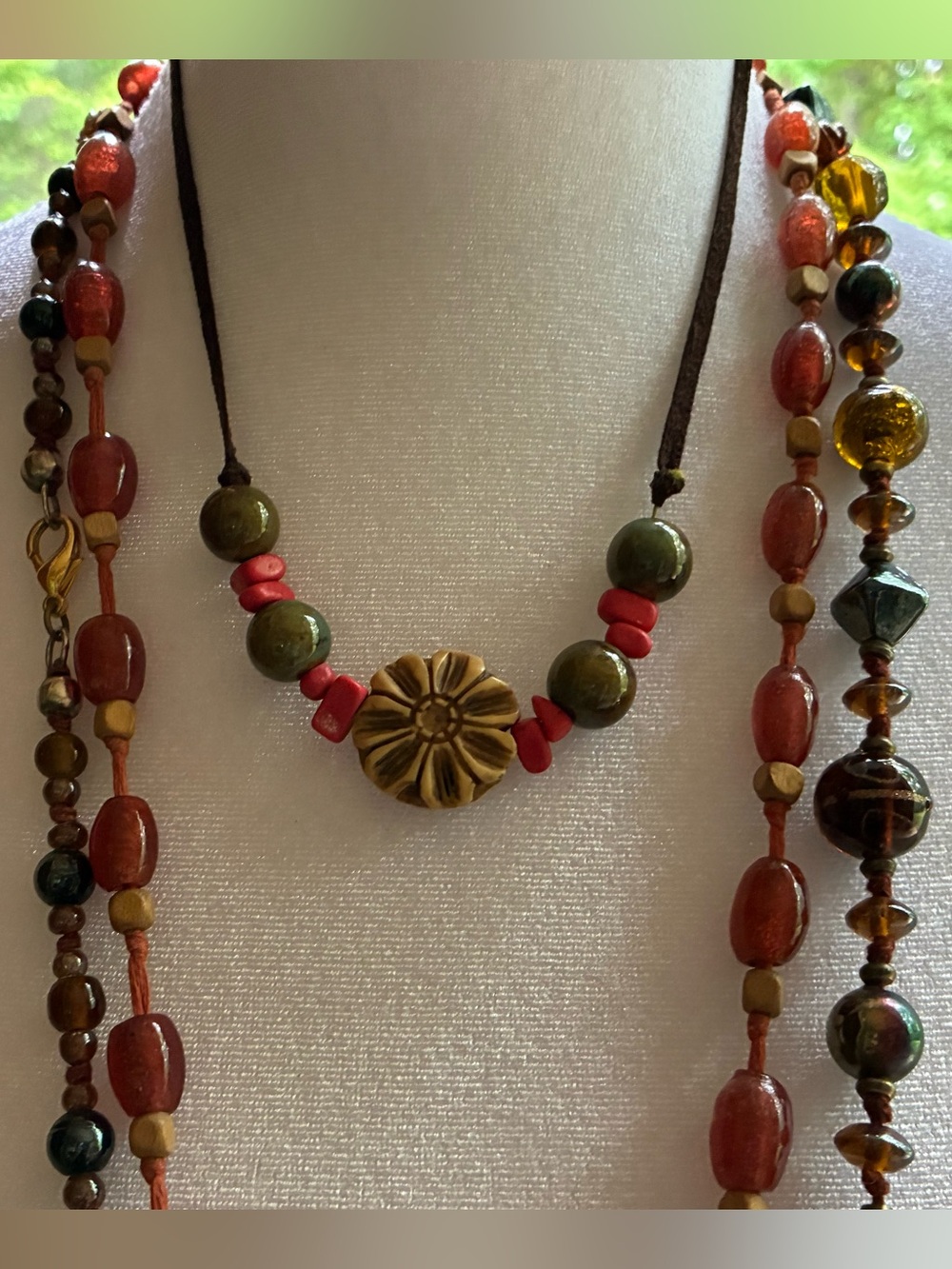 Three Necklaces Bohemian Mixed Earth Colors - Picture 2 of 4
